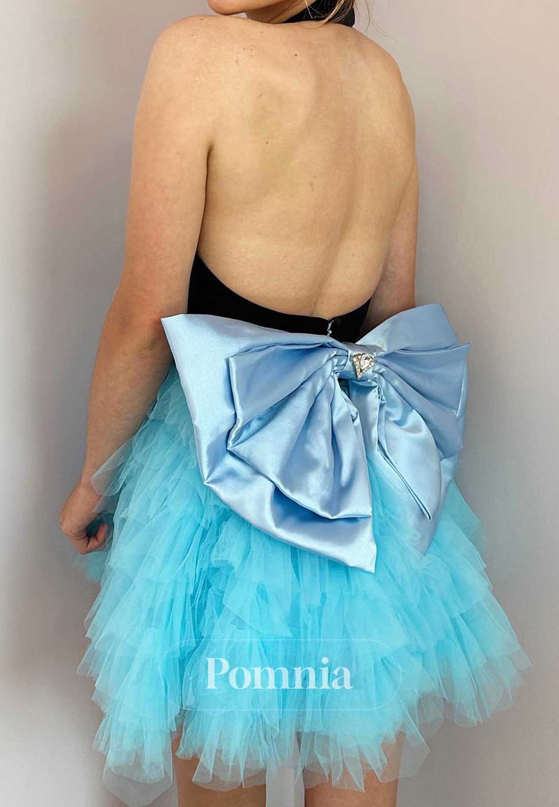 A-Line Halter Sleevelss Ruffles Homecoming Dress