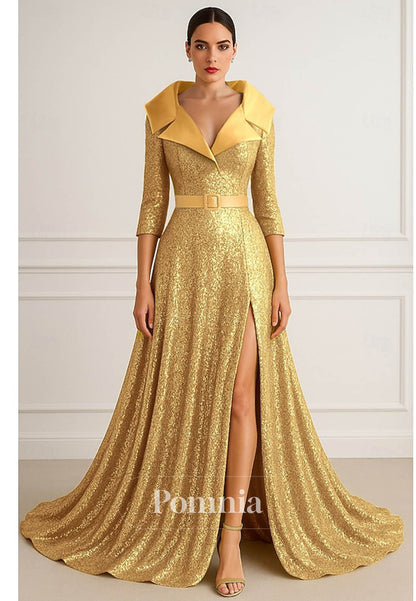 Simple A-Line V-Neck Appliques Evening Dress