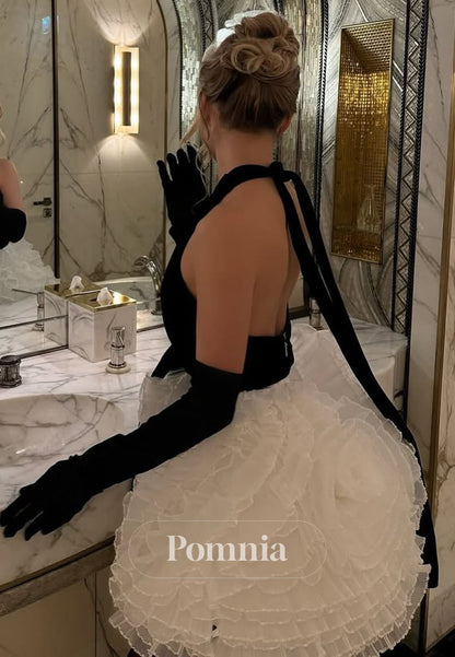 Simple Halter Sleeveless Bowknot Mini Homecoming Dress