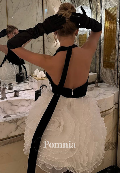 Simple Halter Sleeveless Bowknot Mini Homecoming Dress