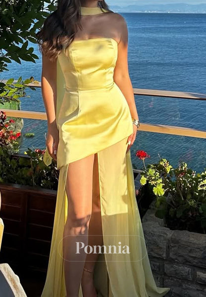 Simple Daffodil Sleeveless Strapless A-Line Prom Dress