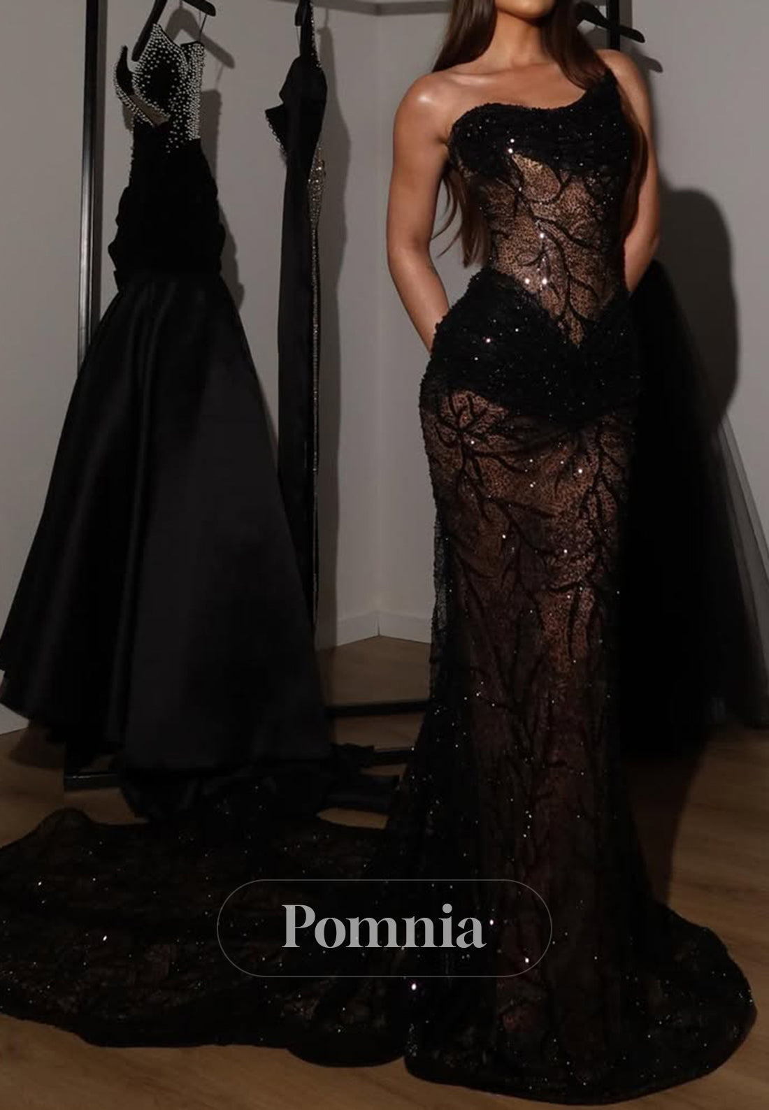 Sexy One Shoulder Sleeveless Corset Tulle Ruched Prom Dress