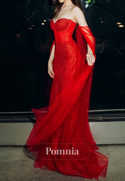 Red Sweetheart Sleeveless Ruched Corset A-Line Prom Dress