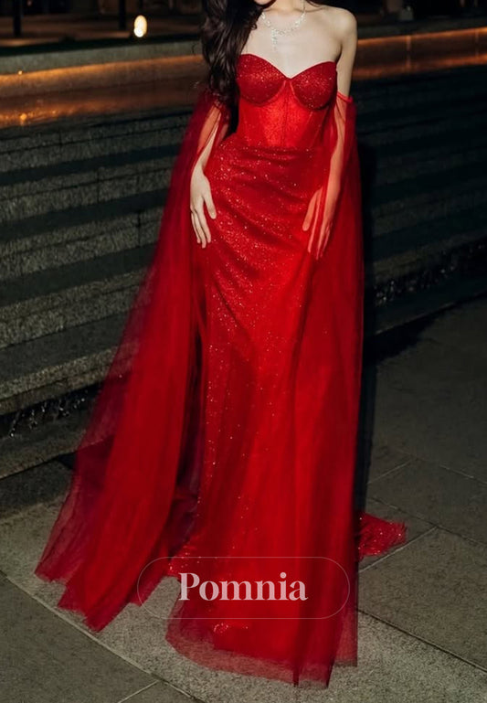 Red Sweetheart Sleeveless Ruched Corset A-Line Prom Dress