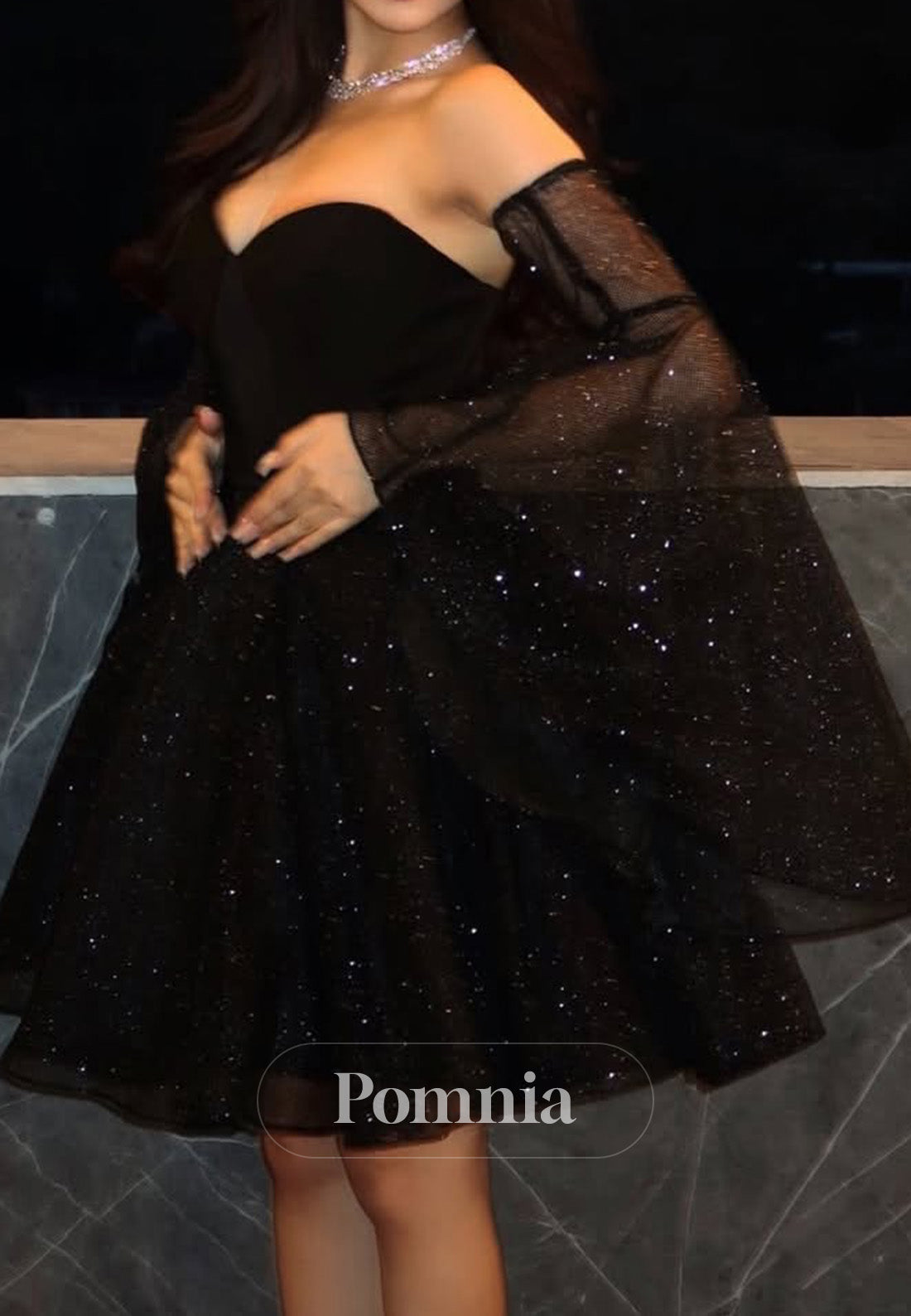 Black A-Line Sweetheart Corset Empire-Waist Homecoming Dress