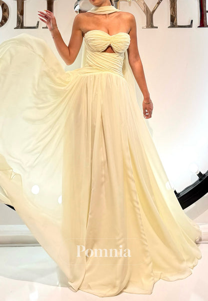 Daffodil Sleeveless Strapless Ruched A-Line Prom Dress