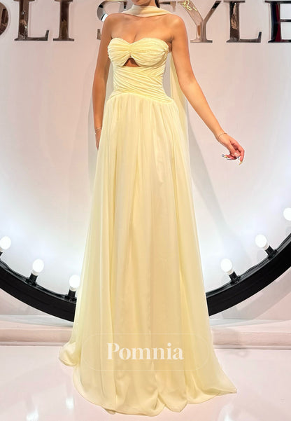 Daffodil Sleeveless Strapless Ruched A-Line Prom Dress
