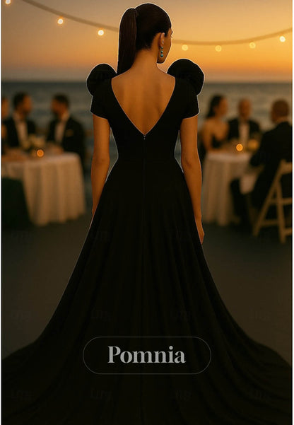 A-Line Spaghetti Straps V-Neck Evening Dress