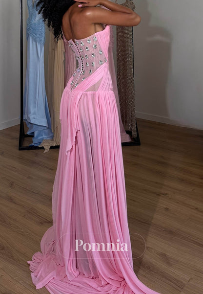 Simple A-Line Sleeveless Strapless Empire-Waist Prom Dress