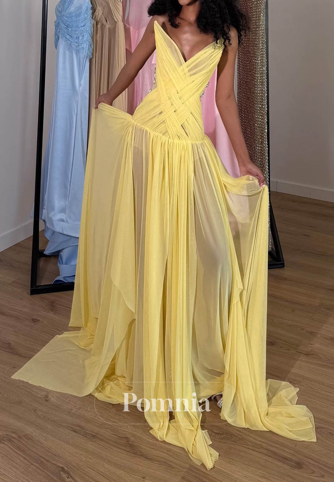 Simple A-Line Sleeveless Strapless Empire-Waist Prom Dress