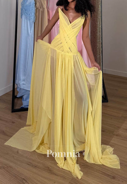 Simple A-Line Sleeveless Strapless Empire-Waist Prom Dress