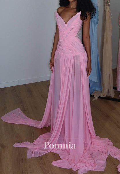 Simple A-Line Sleeveless Strapless Empire-Waist Prom Dress