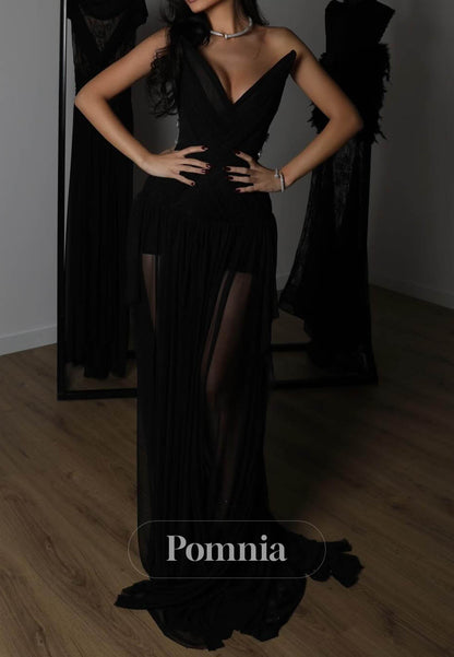 Simple A-Line Sleeveless Strapless Empire-Waist Prom Dress