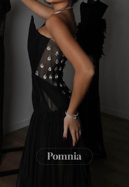 Simple A-Line Sleeveless Strapless Empire-Waist Prom Dress