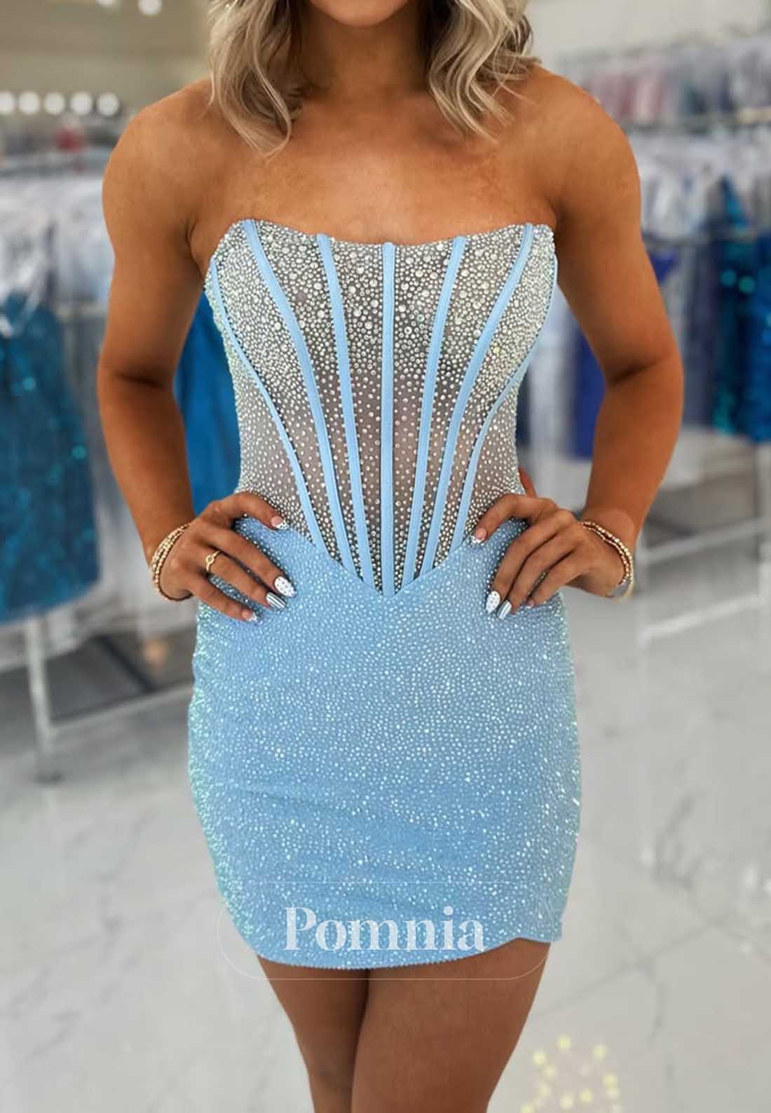 Charming A-Line Strapless Sleeveless Corset Homecoming Dress