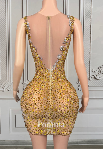 Sparkly Sleeveless Scoop Beads Short Homecoming Dress