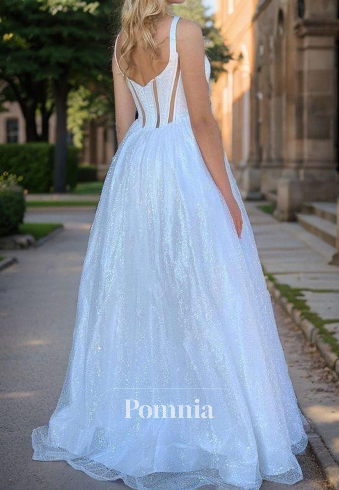 A-Line_Princess Straps Sleeveless Sweep_Brush Train Corset Dresses