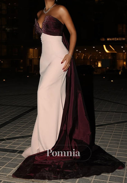 Simple Sleeveless Strapless Sequins A-Line Evening Dress