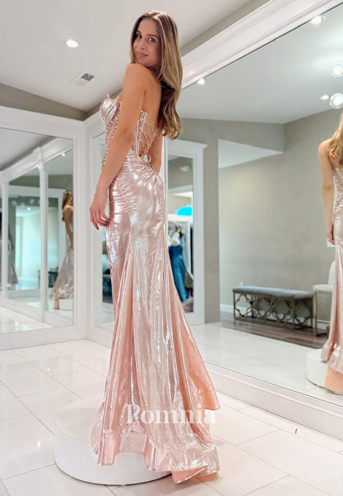 Rose Petal Sleeveless Sweetheart Prom Dress with Slit Corset Tulle Evening Party Dress