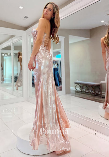 Rose Petal Sleeveless Sweetheart Prom Dress with Slit Corset Tulle Evening Party Dress