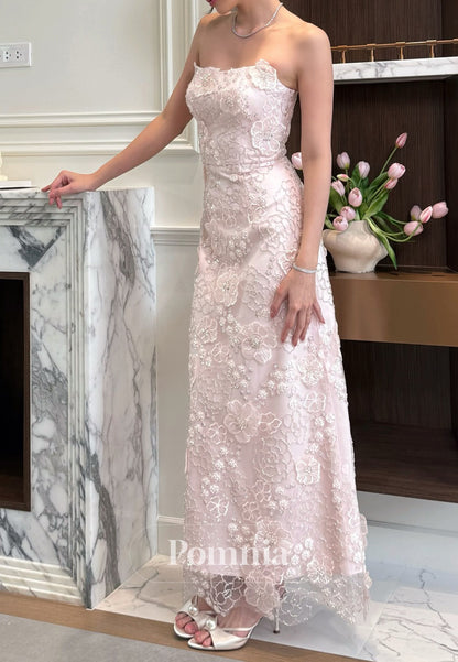 Simple Cape Square A-Line Floral Appliques Prom Dress