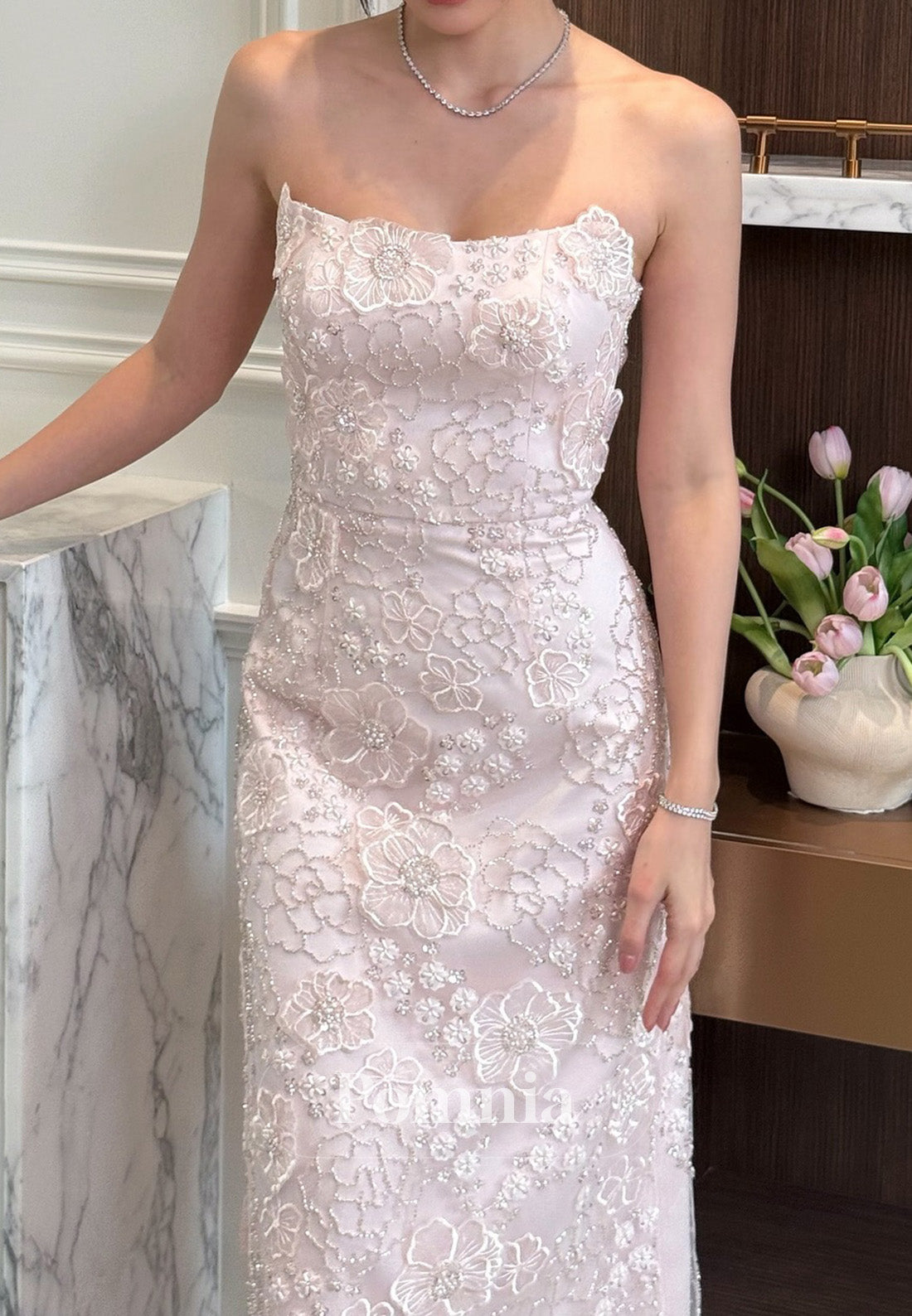 Simple Cape Square A-Line Floral Appliques Prom Dress