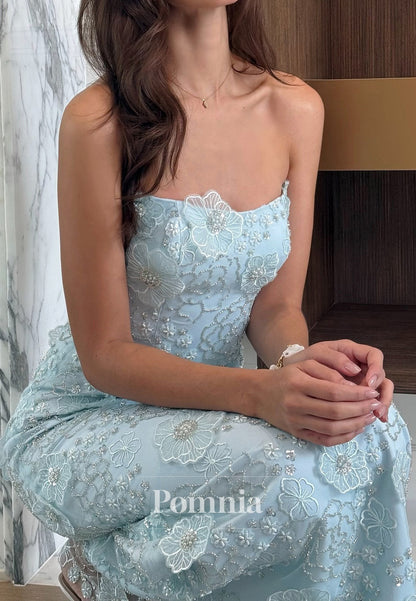 Simple Cape Square A-Line Floral Appliques Prom Dress