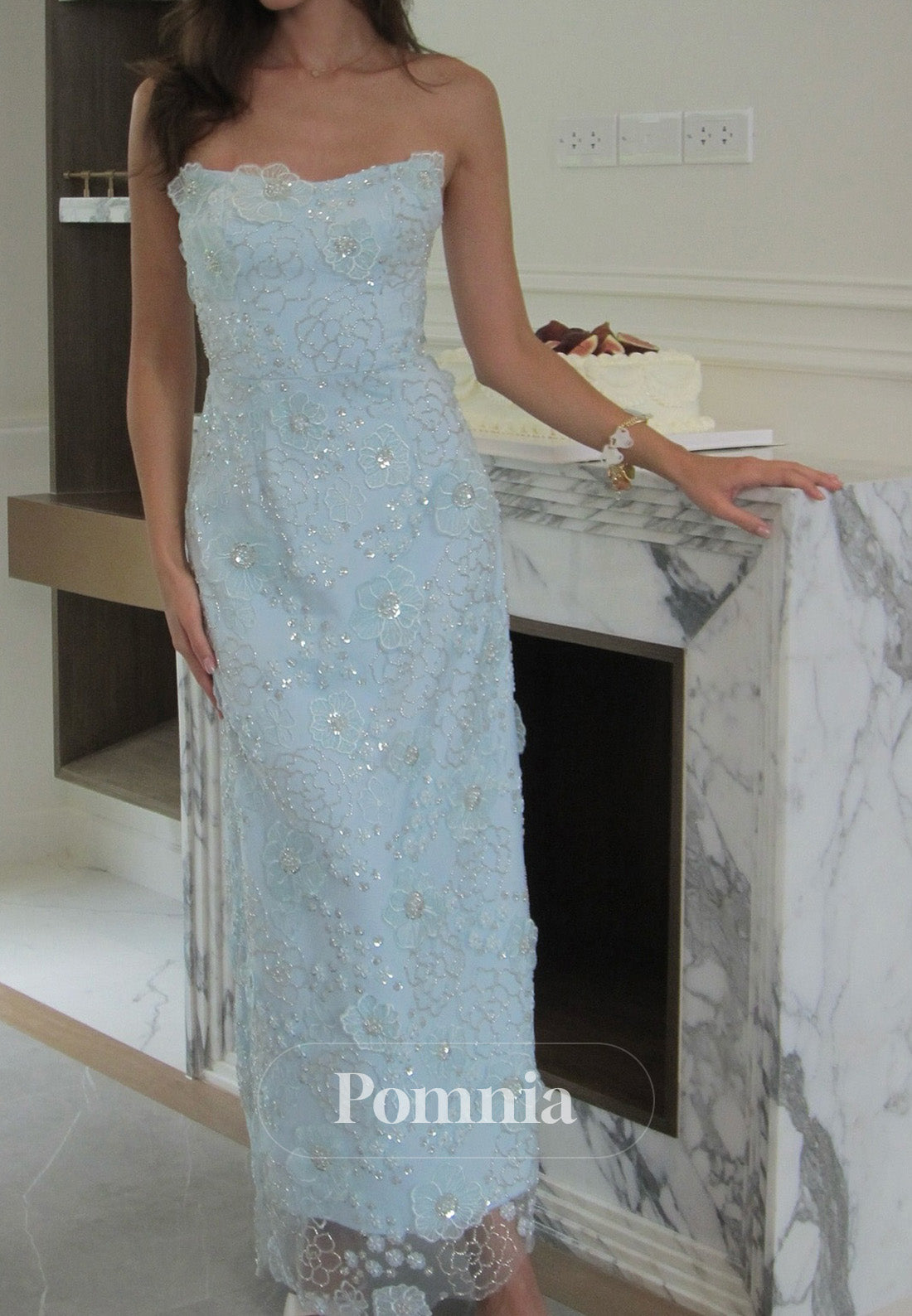 Simple Cape Square A-Line Floral Appliques Prom Dress