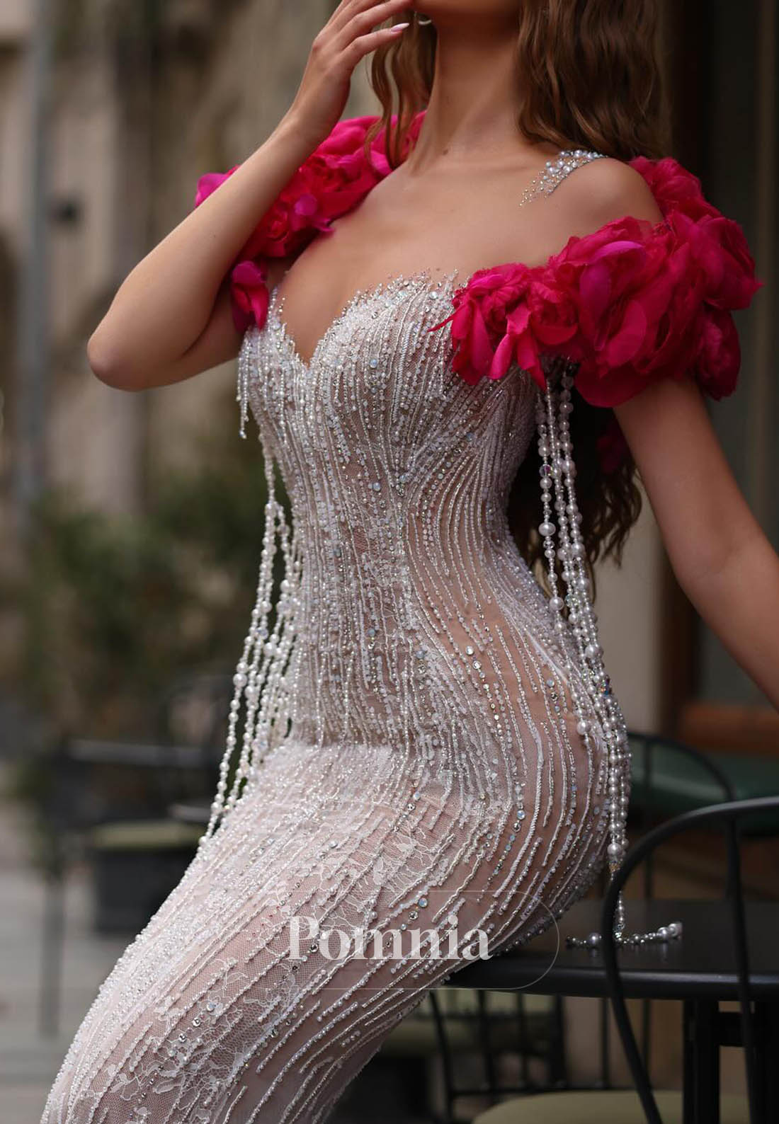 Charming Short Sleeves Sweetheart Sequins Sheath Prom Dress