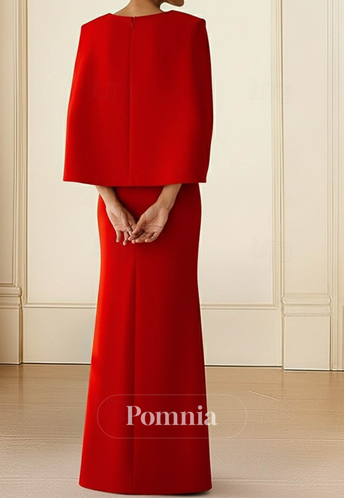 Simple Cape Scoop A-Line Satin Evening Dress