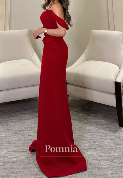 Red Sleeveless Strapless Ruched Evening Dress
