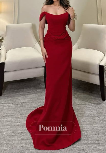 Red Sleeveless Strapless Ruched Evening Dress