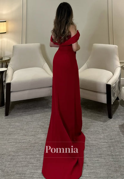 Red Sleeveless Strapless Ruched Evening Dress
