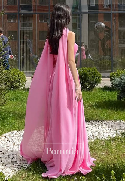 Candy Pink Sleeveless Strapless A-Line Prom Dress