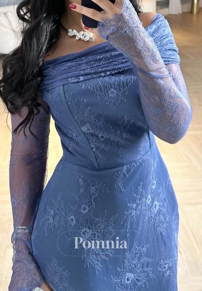 Charming A-Line Long Sleeves Scoop Lace Prom Dress