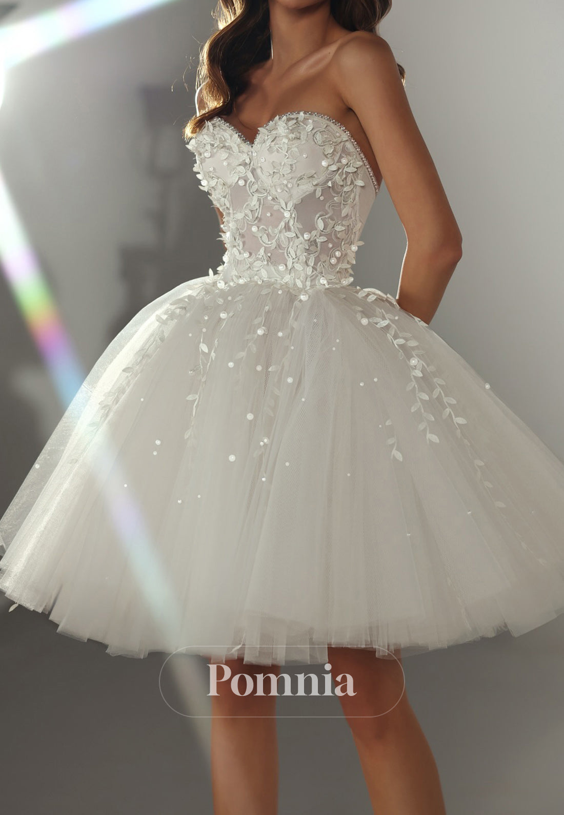 A-Line Strapless Sleeveless Corset Tulle Lace Wedding Dress