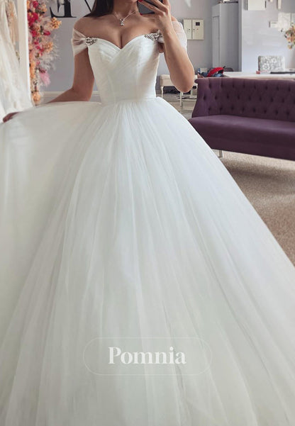 A-Line Cap Sleeves Sweetheart Empire-Waist Lace Wedding Dress