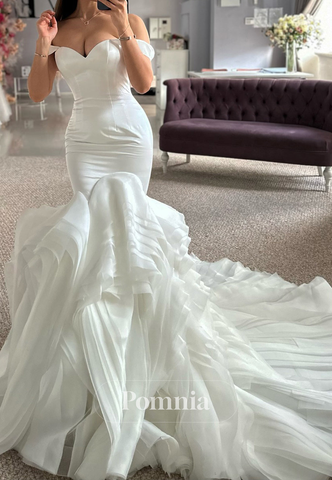 Mermaid Sweetheart Sleeveless Ruffles Romantic Wedding Dress