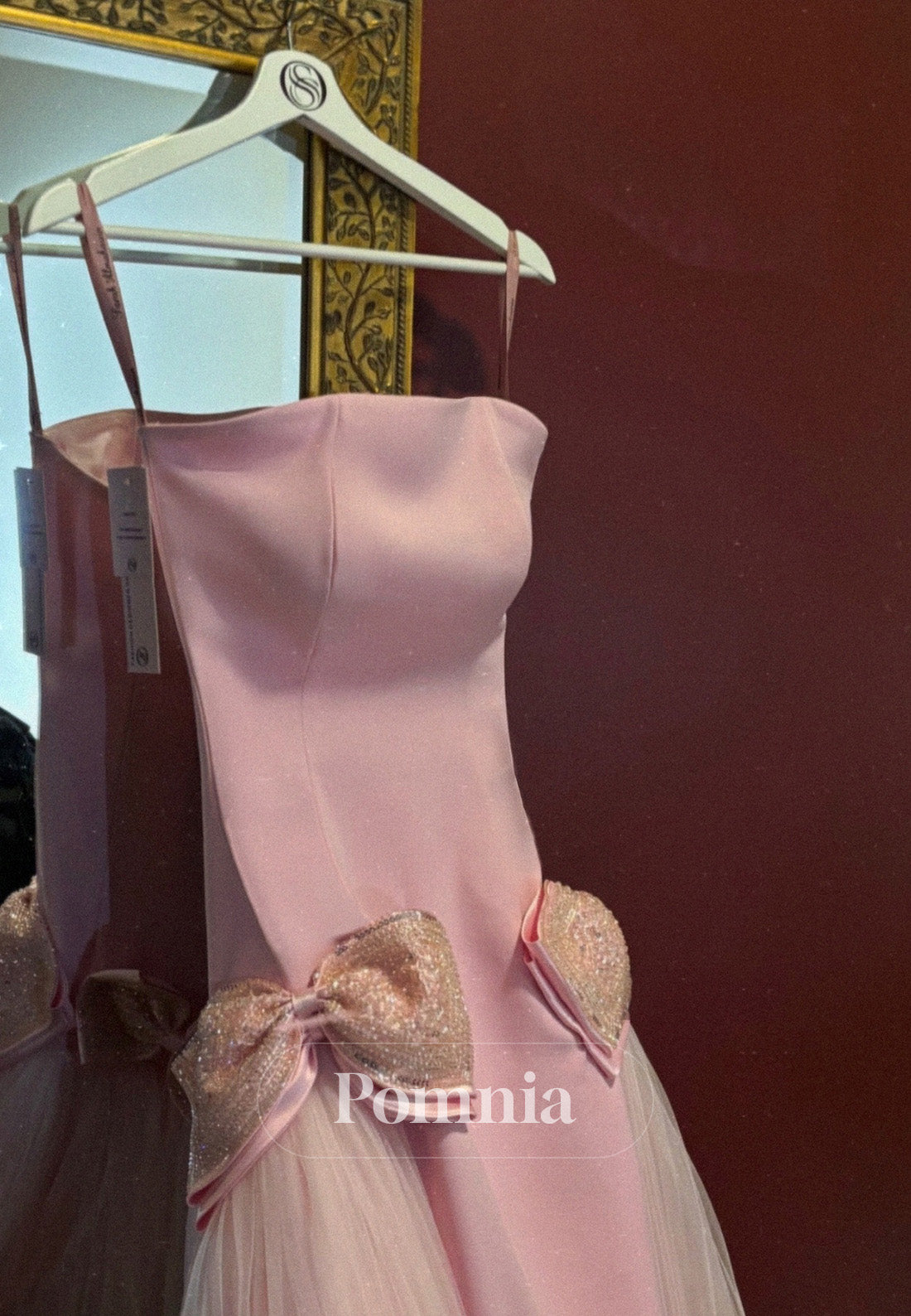 Blushing Pink Sleeveless Strapless Sweep Train Prom Dress