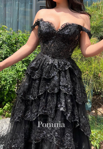 Black Sleeveless Strapless Ruffles Empire-Waist Prom Dress