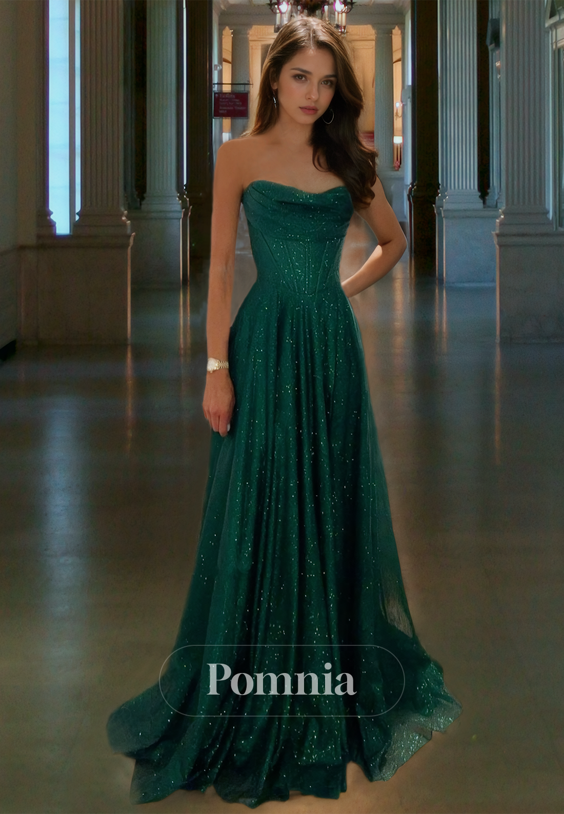 A-Line Sleeveless Sweetheart Long Prom Dress with Appliques Sparkly Evening Party Dress