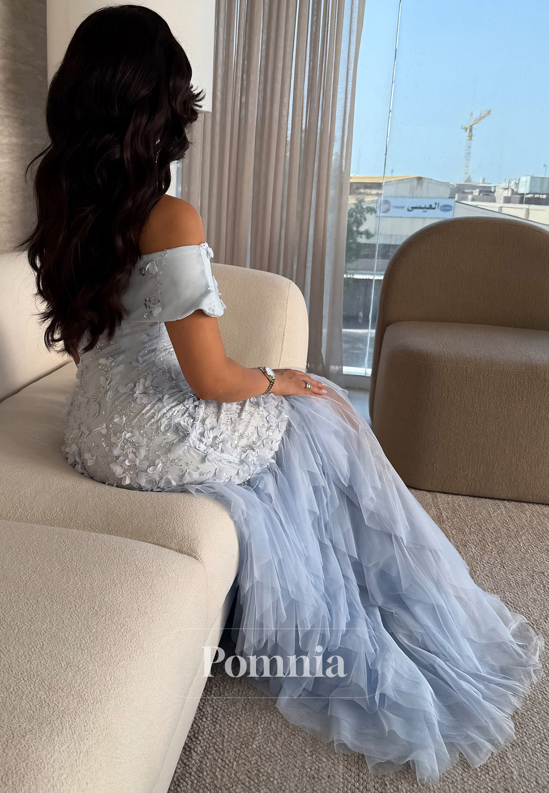 Charming Off-Shoulder Sequins Ruffles Evening Dress