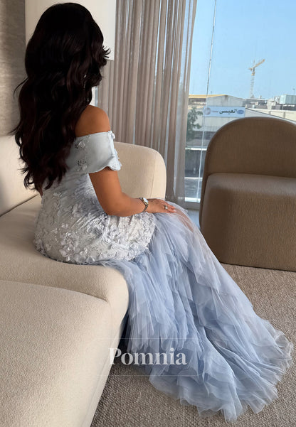 Charming Off-Shoulder Sequins Ruffles Evening Dress