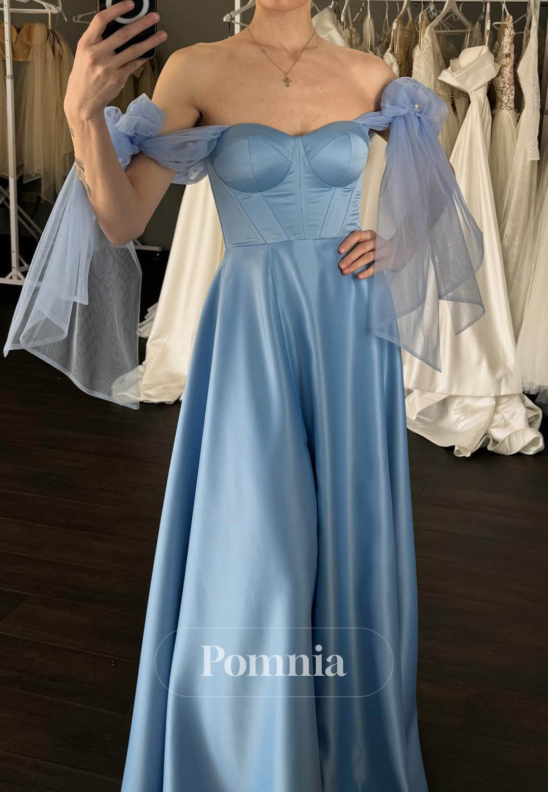 Simple Spaghetti Straps Sweetheart A-Line Satin Prom Dress