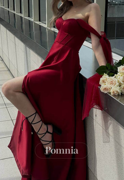 Red Sweetheart Sleeveless A-Line Empire-Waist Prom Dress