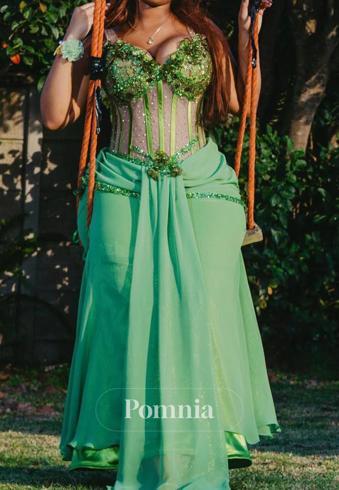 Dusty Sage Sleeveless Strapless Corset Tulle Prom Dress for Black Girl