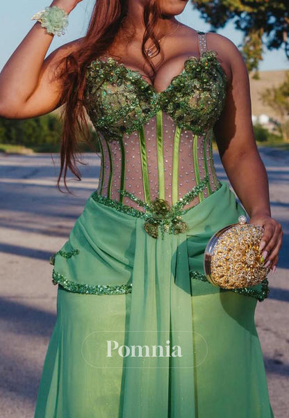 Dusty Sage Sleeveless Strapless Corset Tulle Prom Dress for Black Girl