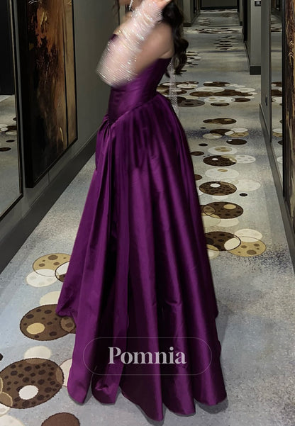 Raspberry Sleeveless Strapless A-Line Prom Dress