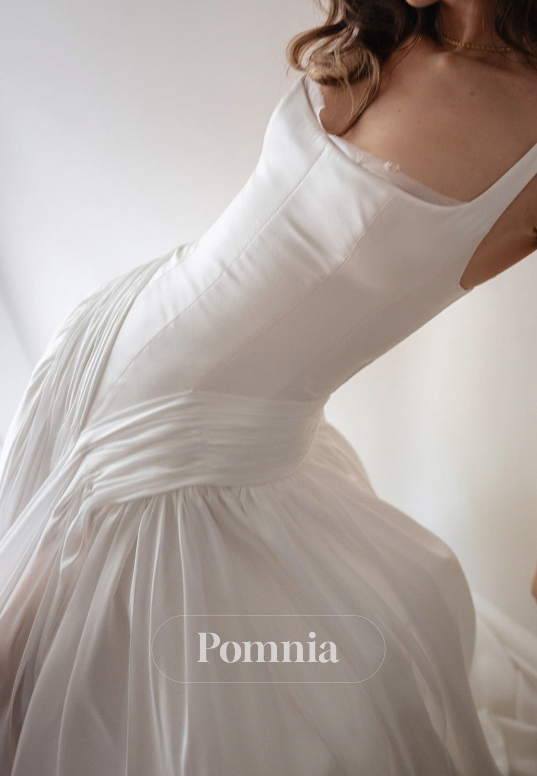 Simple Spaghetti Straps Scoop Corset Tulle A-Line Wedding Dress