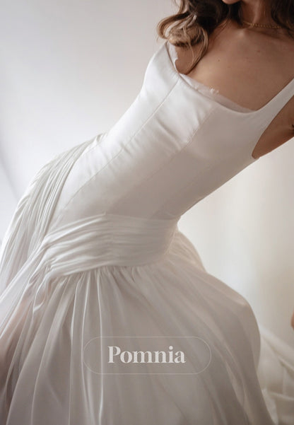 Simple Spaghetti Straps Scoop Corset Tulle A-Line Wedding Dress